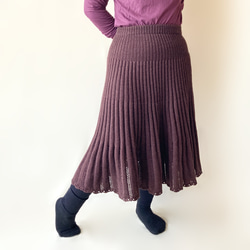 150色＊推し色で作る裾透かし編みのニットスカート＊手編みニット＊送料無料 3枚目の画像