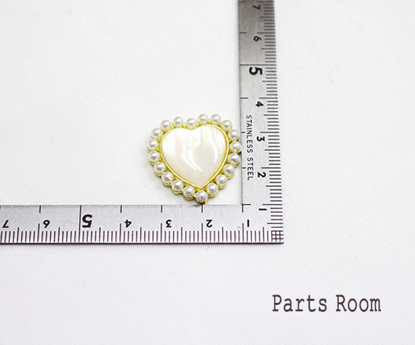 [2 件] 珍珠心型零件 [象牙色] -mt-4252 第6張的照片