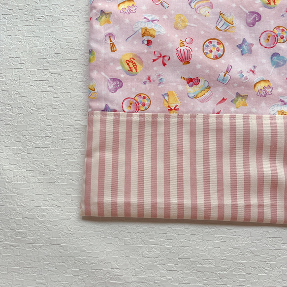 レッスンバッグ 手提げ袋 女の子 キャンディ ケーキ ラメ ピンク 2枚目の画像