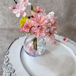 桜のアレンジメント　オーロラ花瓶付き　造花　サクラ　シャボン玉 6枚目の画像