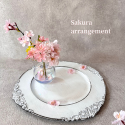 桜のアレンジメント　オーロラ花瓶付き　造花　サクラ　シャボン玉 1枚目の画像