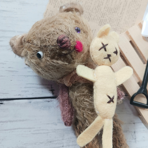 アンティーク風ボロくま テディベア ぬいぐるみ ぬいぐるみ ひぐま組