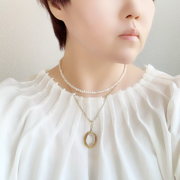 short/square Chain Necklace/40㎝＋5㎝　サージカルステンレス 10枚目の画像