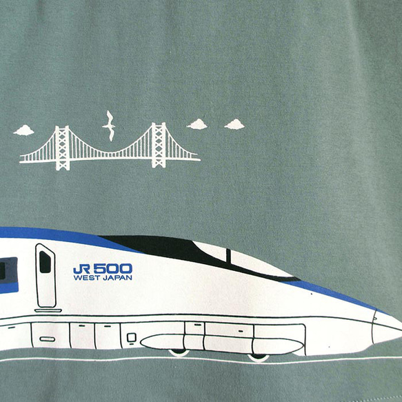 こどもTシャツ　ブルーグレー（新幹線500系） 4枚目の画像