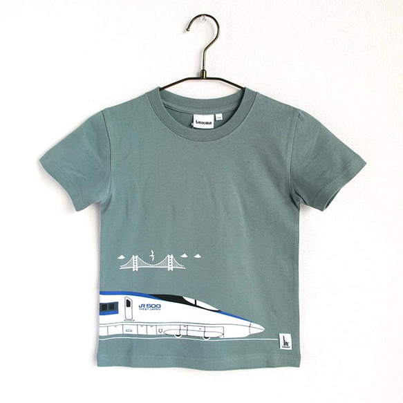 こどもTシャツ　ブルーグレー（新幹線500系） 2枚目の画像