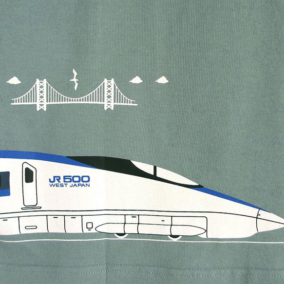 おとなTシャツ　ブルーグレー（新幹線500系） 5枚目の画像