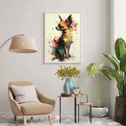 【犬花爛漫 - チワワ犬 No.1】モダンアートポスター 犬の絵 犬の絵画 犬のイラスト 7枚目の画像