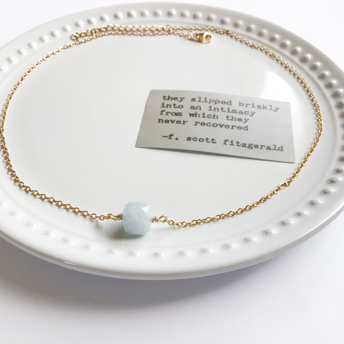 金属アレルギー対応 天然石のネックレス アクアマリン ステンレス  