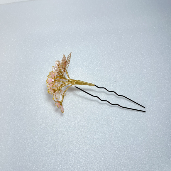 【薄桜かんざし】ディップアートの桜簪 6枚目の画像
