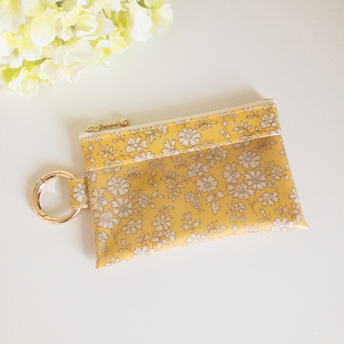 カラビナ付きPVCクリアポーチ＊リバティ ラミネート＊カペル（Capel