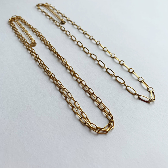 Oval Chain Necklace 40㎝＋5㎝　サージカルステンレス 10枚目の画像