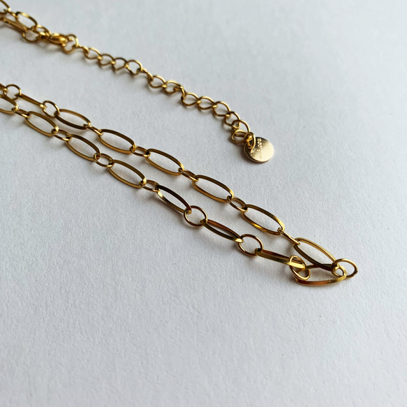 Oval Chain Necklace 40㎝＋5㎝　サージカルステンレス 2枚目の画像
