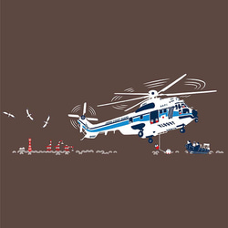 第五管区海上保安本部コラボ おとなTシャツ　ブラウン（ヘリコプターみみずく） 7枚目の画像