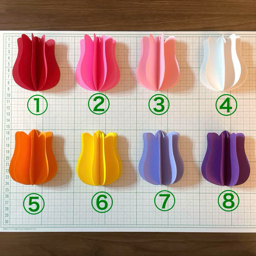 LINE チューリップ壁面飾 10セット　立体タイプ 春の壁面 チューリップ立体壁面飾り 春の花壁面 3月壁面 4月壁面 ハンドメイド