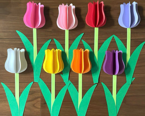 チューリップ立体壁面飾り 春の花壁面 3月壁面 4月壁面 ハンドメイド
