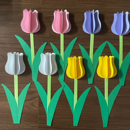 チューリップ立体壁面飾り 春の花壁面 3月壁面 4月壁面 ハンドメイド
