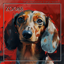 【犬花爛漫 - ダックスフンド犬 No.2】モダンアートポスター 犬の絵 犬の絵画 犬のイラスト 3枚目の画像