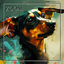 【犬花爛漫 - ダックスフンド犬 No.3】モダンアートポスター 犬の絵 犬の絵画 犬のイラスト 3枚目の画像