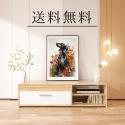 【犬花爛漫 - ダックスフンド犬 No.4】モダンアートポスター 犬の絵 犬の絵画 犬のイラスト 4枚目の画像