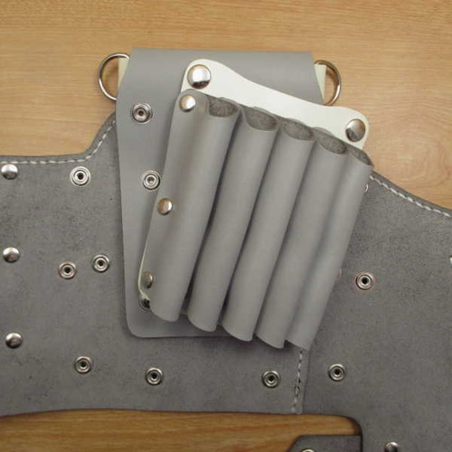 ライトグレー＆ホワイト　８丁差し　本革シザーケース　SCA-143/CHA 手縫い 本革 8丁差し シザーケース (ライトグレー＆ホワイト) SCA-143