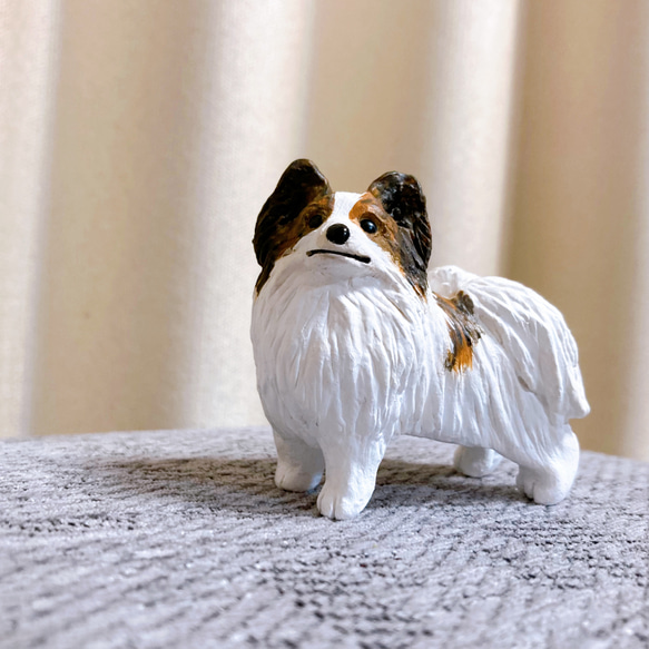 パピヨン　ミニチュア　犬　フィギュア　置物　オブジェ　粘土 5枚目の画像