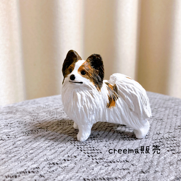 パピヨン　ミニチュア　犬　フィギュア　置物　オブジェ　粘土 2枚目の画像