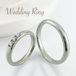 プラチナ シンプルライン 天然ダイヤモンドの美しい輝きが際立つ マリッジリング 結婚指輪 ペア価格 ペアリング 美輪宝石 1枚目の画像