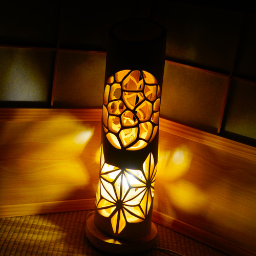 竹灯り・竹あかり・竹灯籠・竹灯篭・竹ランプ 繊細彫り～～ 癒しの灯り