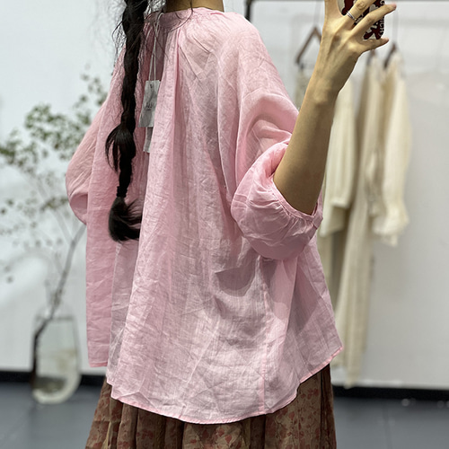 シンプリシテェ フレンチリネンシャツ ピンク 羽織り 麻 春夏 美品 Simplicite - シンプリシテェ フレンチリネンシャツ ピンク 羽織り 麻