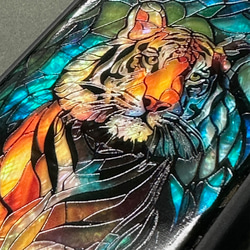 iPhone 16/15 珍珠母貝老虎和草原圖案手機殼，個性化定制，天然貝殼，柔軟防震，兼容所有型號，型號 049 第8張的照片