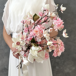 【ウェディングブーケ】桜×マグノリアの春ブーケ 1枚目の画像