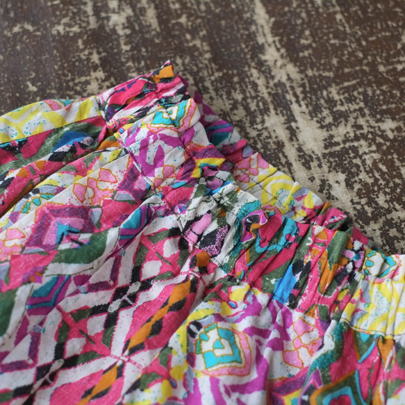 ふわりカラフル！軽くて涼しいインド綿ギャザースカート （24s-09）ピンク 11枚目の画像