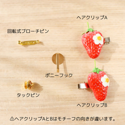 【Creema限定 春の福袋】苺と苺のお花のブローチセット 5枚目の画像