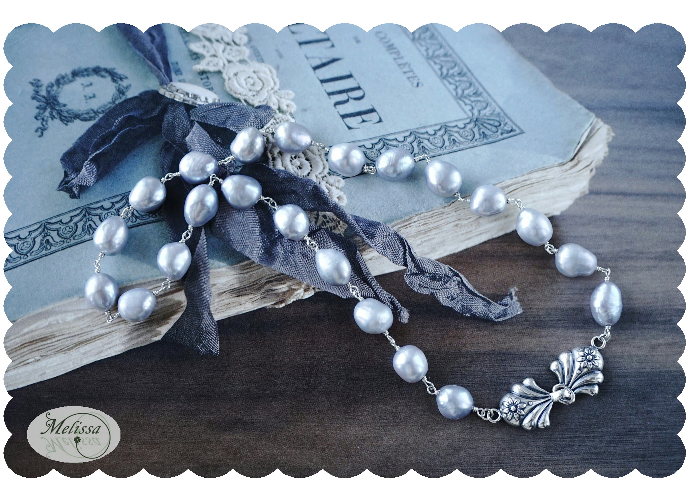 大粒淡水バロックパールのワイヤーネックレス//ｼﾙﾊﾞｰ