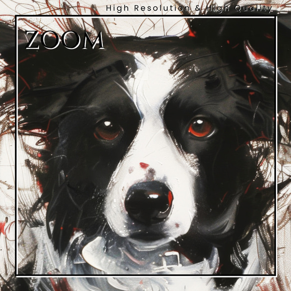 【犬花爛漫 - ボーダーコリー犬 No.3】モダンアートポスター 犬の絵 犬の絵画 犬のイラスト 3枚目の画像