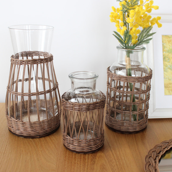 藤編花瓶（棕色），有三種尺寸可選♪ 玄關裝飾，室內飾品 第8張的照片