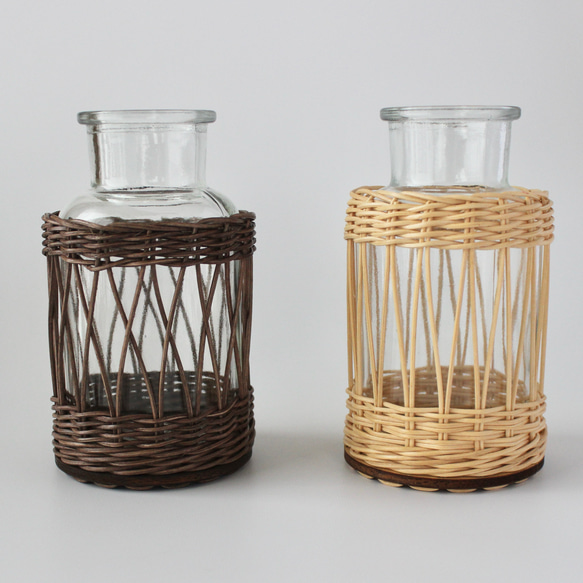 藤編花瓶（棕色），有三種尺寸可選♪ 玄關裝飾，室內飾品 第4張的照片