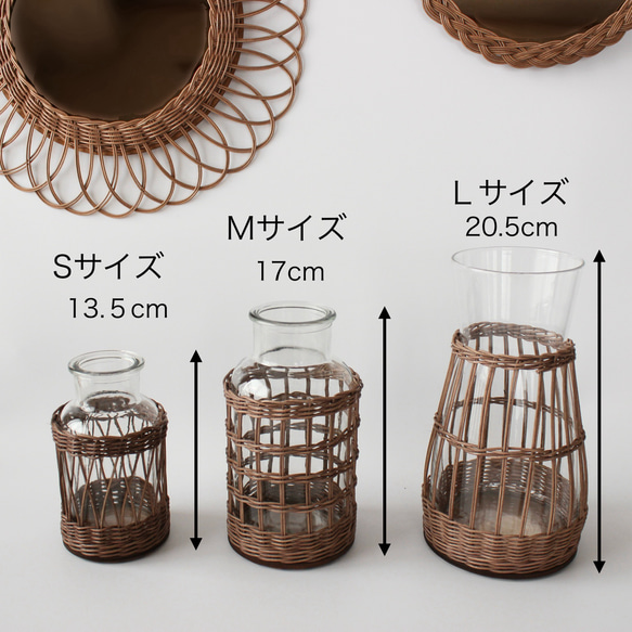 藤編花瓶（棕色），有三種尺寸可選♪ 玄關裝飾，室內飾品 第2張的照片