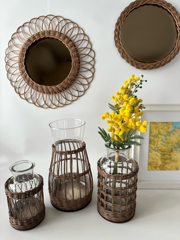 藤編花瓶（棕色），有三種尺寸可選♪ 玄關裝飾，室內飾品 第3張的照片