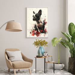 【犬花爛漫 - フレンチブルドッグ犬 No.2】モダンアートポスター 犬の絵 犬の絵画 犬のイラスト 7枚目の画像