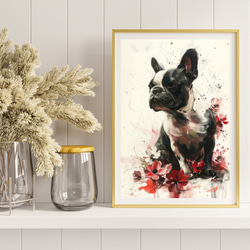 【犬花爛漫 - フレンチブルドッグ犬 No.2】モダンアートポスター 犬の絵 犬の絵画 犬のイラスト 8枚目の画像
