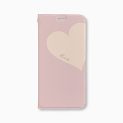 Big Heart♡Pink&Beige　手帳型ケース　スマホケース　ハート 1枚目の画像