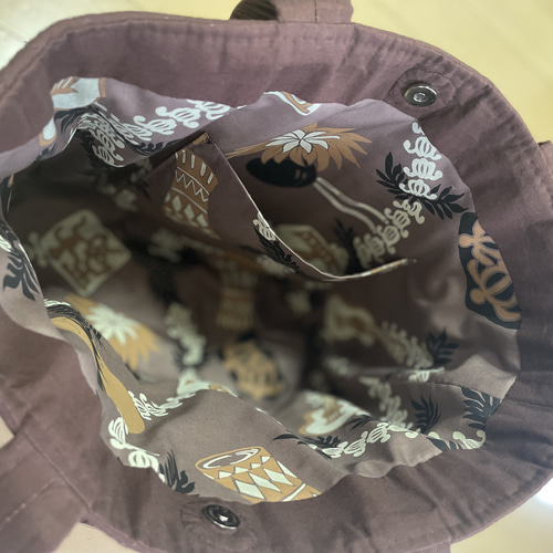 ティアレのバッグ＊ハワイアンキルト 茶 トートバッグ