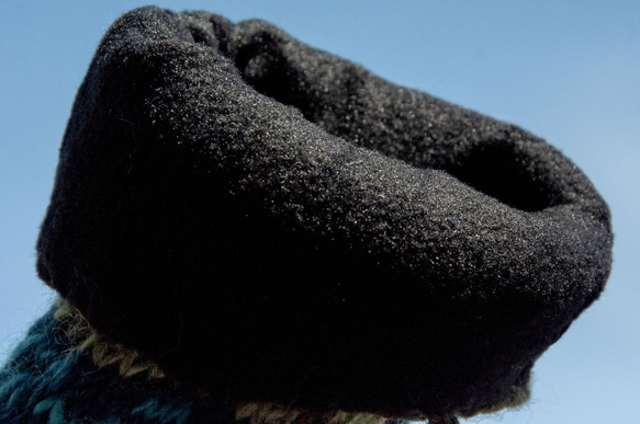 手編みウールニットソックス/ストライプソックス/ウールかぎ針編みストッキング/暖かいウールソックス-北欧フェアアイランドの風青空 16枚目の画像
