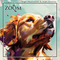 【犬花爛漫 - ゴールデンレトリバー犬 No.2】モダンアートポスター 犬の絵 犬の絵画 犬のイラスト 3枚目の画像