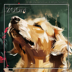 【犬花爛漫 - ゴールデンレトリバー犬 No.5】モダンアートポスター 犬の絵 犬の絵画 犬のイラスト 3枚目の画像