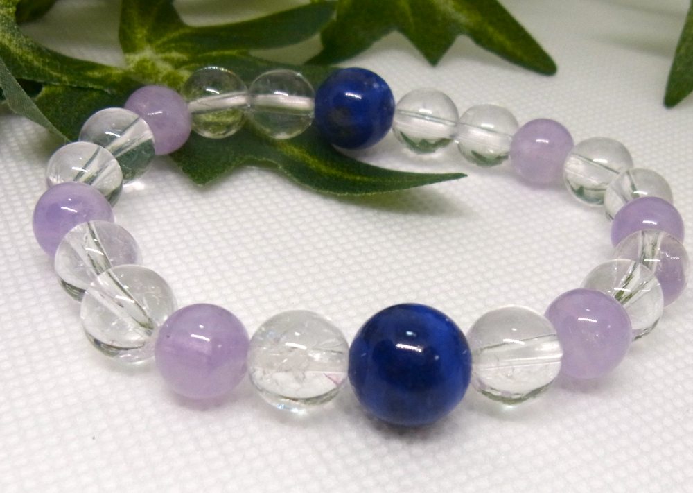 10ミリラピスラズリ/8ミリラベンダーアメジスト/8ミリアイリス水晶/サイズM