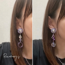 ビーズ刺繍 purple ピアス / イヤリング パープル 1枚目の画像