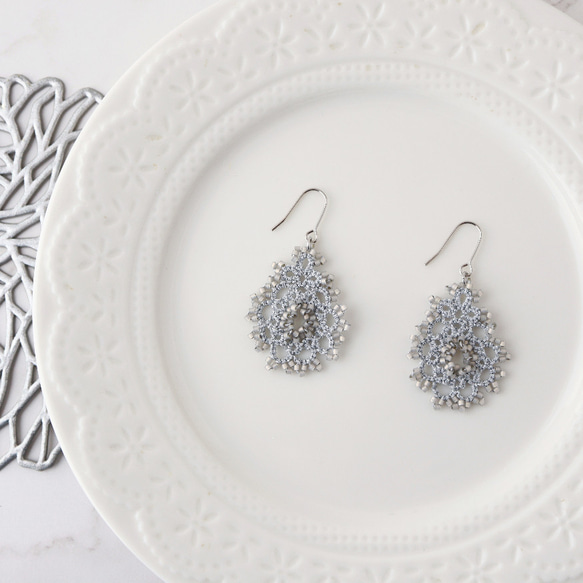 タティングレースのフレンチシックピアス（イヤリング） 2枚目の画像