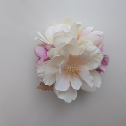 桜コサージュ ペアセット セレモニー 白×ピンク 5枚目の画像